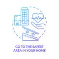 Go to safest area in home blue gradient concept icon