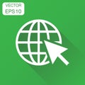 Go to web icon. Business concept network internet search pictogram. Vector illustration on green background with long shadow. Royalty Free Stock Photo
