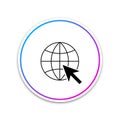 Go To Web icon isolated on white background. Globe and cursor. Website pictogram. World wide web symbol. Circle white
