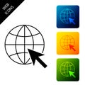 Go To Web icon isolated on white background. Globe and cursor. Website pictogram. World wide web symbol. Set icons