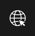 Go to web internet icon / sign in flat style isolated. Earth globe symbol for your web site, logo, app, UI design. Vector