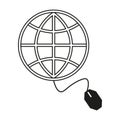 Go to web. Mouse, globe icon. Vector illustration. EPS 10. Royalty Free Stock Photo