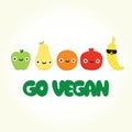 Go vegan cartoon fruits