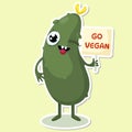 Go vegan cucumber cute character sticker