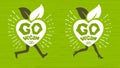 Go vegan healthy ecology emblem logo design lettering fresh green leaves concept icon label sticker design. Royalty Free Stock Photo