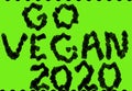 Go vegan 2020 illustration. Green - black coloured image