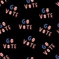 Go vote seamless background. Hand drawn pattern with motivational lettering with American flag texture. USA elections