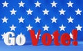 Go Vote sign 3d rendering USA national flag stars blue background American Election President Government campaign Voting