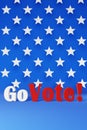 Go Vote sign 3d rendering USA national flag stars blue background American Election President Government campaign Voting