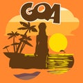 Goa beach flyer with a woman silhouette Royalty Free Stock Photo