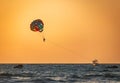 Parasailing at the colva beach in Goa India sunset Royalty Free Stock Photo