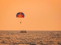 Parasailing at the colva beach in Goa India sunset Royalty Free Stock Photo