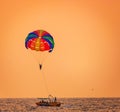 Parasailing at the colva beach in Goa India sunset Royalty Free Stock Photo