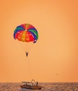 Parasailing at the colva beach in Goa India sunset Royalty Free Stock Photo