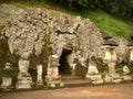 Goa Gajah, Beautiful temple in the nature, palm trees and ricefield in Bali