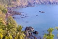 Goa. India. Beautiful view from the steep shore to the jungle and the sea Royalty Free Stock Photo