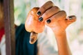 Goa, India. Cashew Nut Fruit In Hand Of Woman. Poisonous Shell Royalty Free Stock Photo