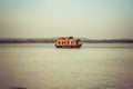 Goa, India - December 20, 2018: Indian style pleasure boat on the Chapora River