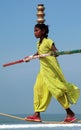 GOA, INDIA - FEB 12: Wandering indian tightrope walker Royalty Free Stock Photo