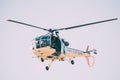 Goa, India. Indian Coast Guard Patrols Situation In Helicopter In Sky