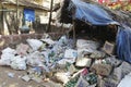 GOA, India - Large garbage dump waste of plastic bottles on the beach