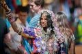 Goa, India - January 2008 - Portrait of a Lamani woman in full traditional dress at the famous Anjuna flea market Royalty Free Stock Photo