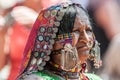 Goa, India - January 2008 - Portrait of a Lamani woman in full traditional dress at the famous Anjuna flea market Royalty Free Stock Photo