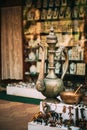 Goa, India. Oriental Copper Jug In Antique Shop