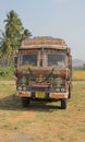 Psychedelic concept, transport in India. Acid art. Traditional.