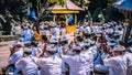 GOA LAWAH, BALI, INDONESIA - November 3, 2016: Balinese praying on ceremony at Pura Goa Lawah temple, Bali, Indonesia