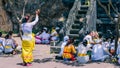 GOA LAWAH, BALI, INDONESIA - November 3, 2016: Balinese praying on ceremony at Pura Goa Lawah temple, Bali, Indonesia