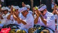 GOA LAWAH, BALI, INDONESIA - November 3, 2016: Balinese praying on ceremony at Pura Goa Lawah temple, Bali, Indonesia