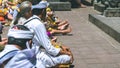 GOA LAWAH, BALI, INDONESIA - November 3, 2016: Balinese praying on ceremony at Pura Goa Lawah temple, Bali, Indonesia