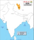 Goa map. Goa administrative and political map. Goa map with neighbouring countries and border. Royalty Free Stock Photo