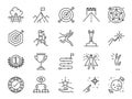 Goal and achievement icon set. Included the icons as achieve, success, target, roadmap, finish, celebrate, happy and more Royalty Free Stock Photo