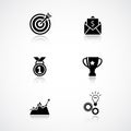 Goal achievement icons set