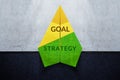 Goal, Challenge and Strategy Concept. Start a New Business. Paper Plane with Text of Goal and Strategy. Get Ready to Launch