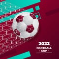 Goal 3d ball in the net for football soccer cup competition 2022 with red background color Royalty Free Stock Photo