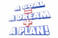 Goal Equals Dream Plus Plan Words Royalty Free Stock Photo