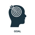 Goal, Focus, Target, Aim Silhouette Icon. Arrow in Human Brain Glyph Pictogram. Objective-Focused Person Solid Sign Royalty Free Stock Photo