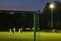 Goal in football stadion in atmospheric light in evening