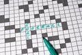 Goal football. Text in crossword. Green letters