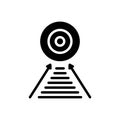 Black solid icon for Goal, center of target and success Royalty Free Stock Photo