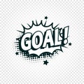 Goal icon comics cloud with halftone shadow, goal shout text in bubble, funnies stylized on transparency background