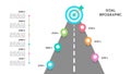 Goal infographic roadmap vector with multi step business process and target icon on clean background Royalty Free Stock Photo