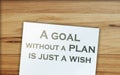 A goal without a plan is just a wish. Business concept Royalty Free Stock Photo