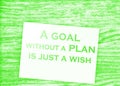 A goal without a plan is just a wish. Business concept Royalty Free Stock Photo