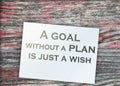 A goal without a plan is just a wish. Business concept Royalty Free Stock Photo