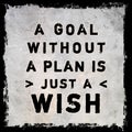 âA GOAL WITHOUT A PLAN IS JUST A WISH\' inspection and motivation quote for sucses. Royalty Free Stock Photo