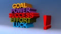 Goal power success effort luck on blue